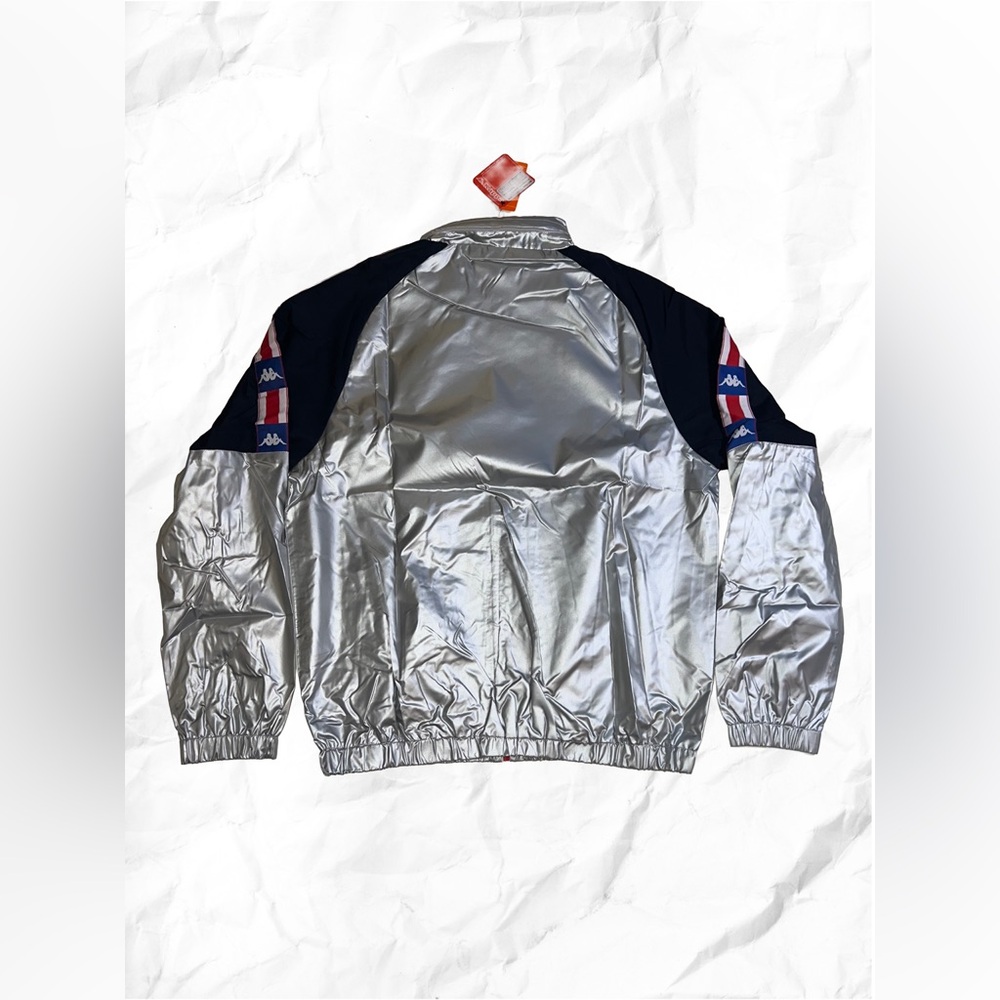 Kappa Authentic Zilcar Metallic Silver Slim Fit Windbreaker - Picture 7 of 10